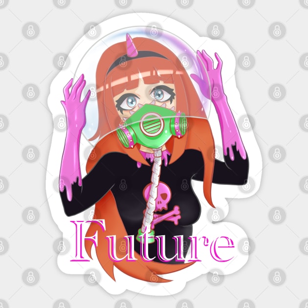 Anime Girl Biohazard Gas Mask Aesthetic Cyber Style Sticker by resdesign